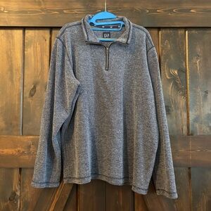 GAP Men's Heathered Blue Gray Zip-Up Sweatshirt Quarter Zip Pullover